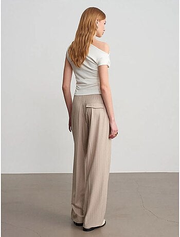 Pantalón palazzo de rayas de pernera ancha dilvin