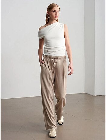 Pantalón palazzo de rayas de pernera ancha dilvin