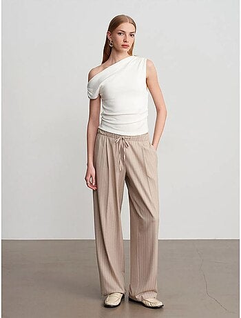 Pantalón palazzo de rayas de pernera ancha dilvin