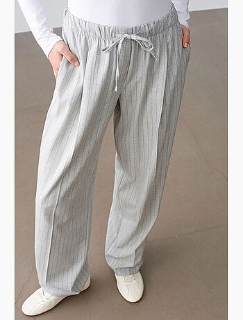 Pantalón palazzo de rayas de pernera ancha dilvin