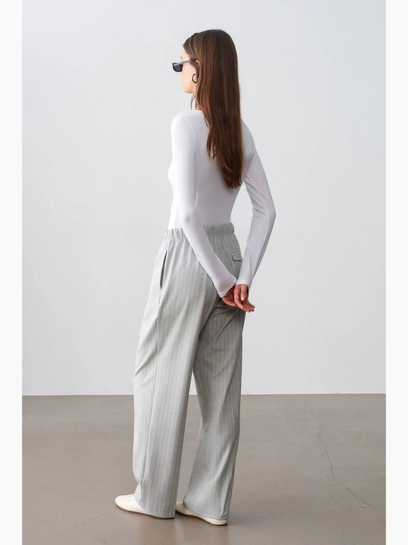 Pantalón palazzo de rayas de pernera ancha dilvin Gris claro - Kiabi