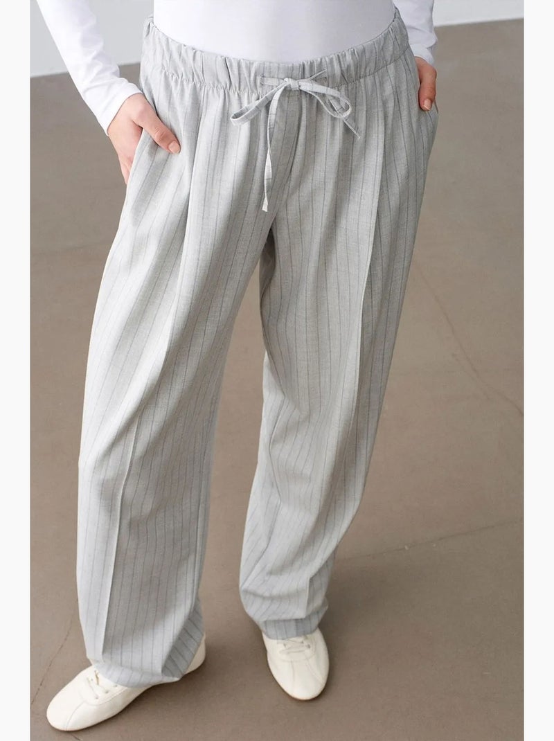 Pantalón palazzo de rayas de pernera ancha dilvin Gris claro - Kiabi