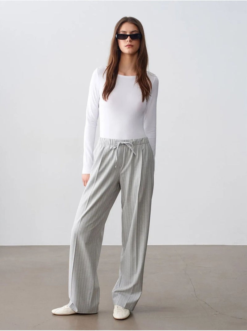 Pantalón palazzo de rayas de pernera ancha dilvin Gris claro - Kiabi