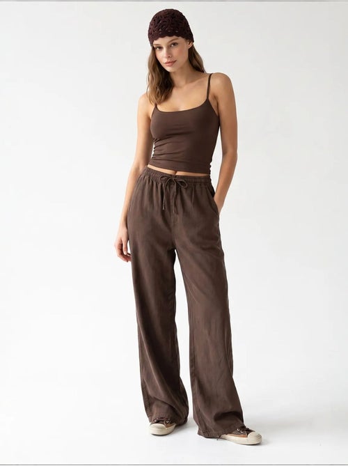 Pantalón palazzo de tencel de pernera ancha mixray - Kiabi Pantalón palazzo de tencel de pernera ancha mixray - Kiabi
