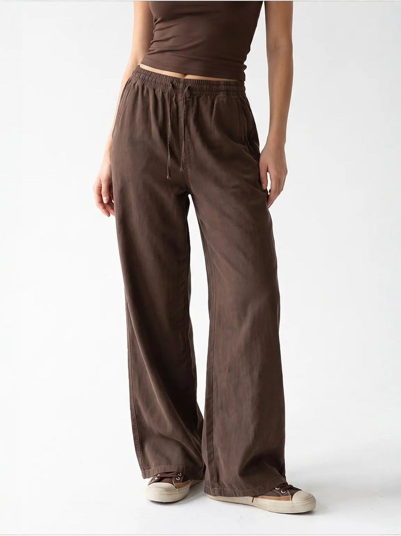Pantalón palazzo de tencel de pernera ancha mixray Marrón - Kiabi