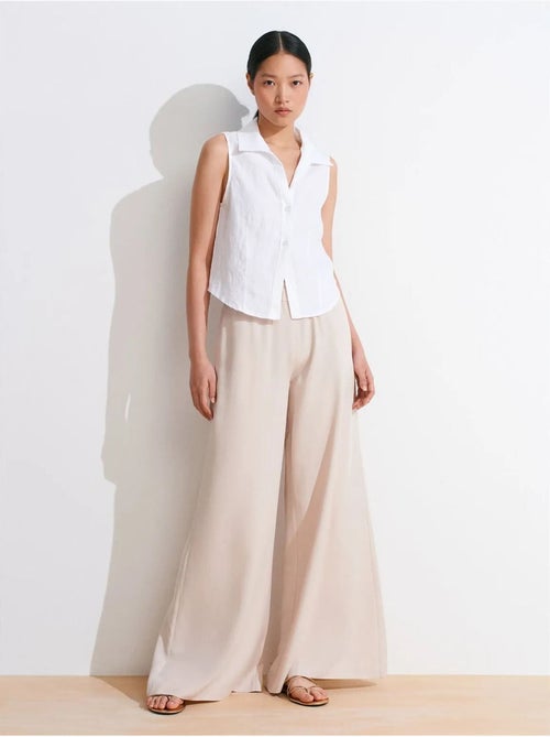 Pantalón palazzo de tencel de tiro alto y pernera ancha dilvin - Kiabi