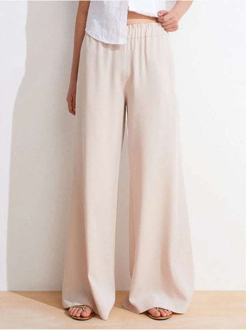 Pantalón palazzo de tencel de tiro alto y pernera ancha dilvin - Kiabi