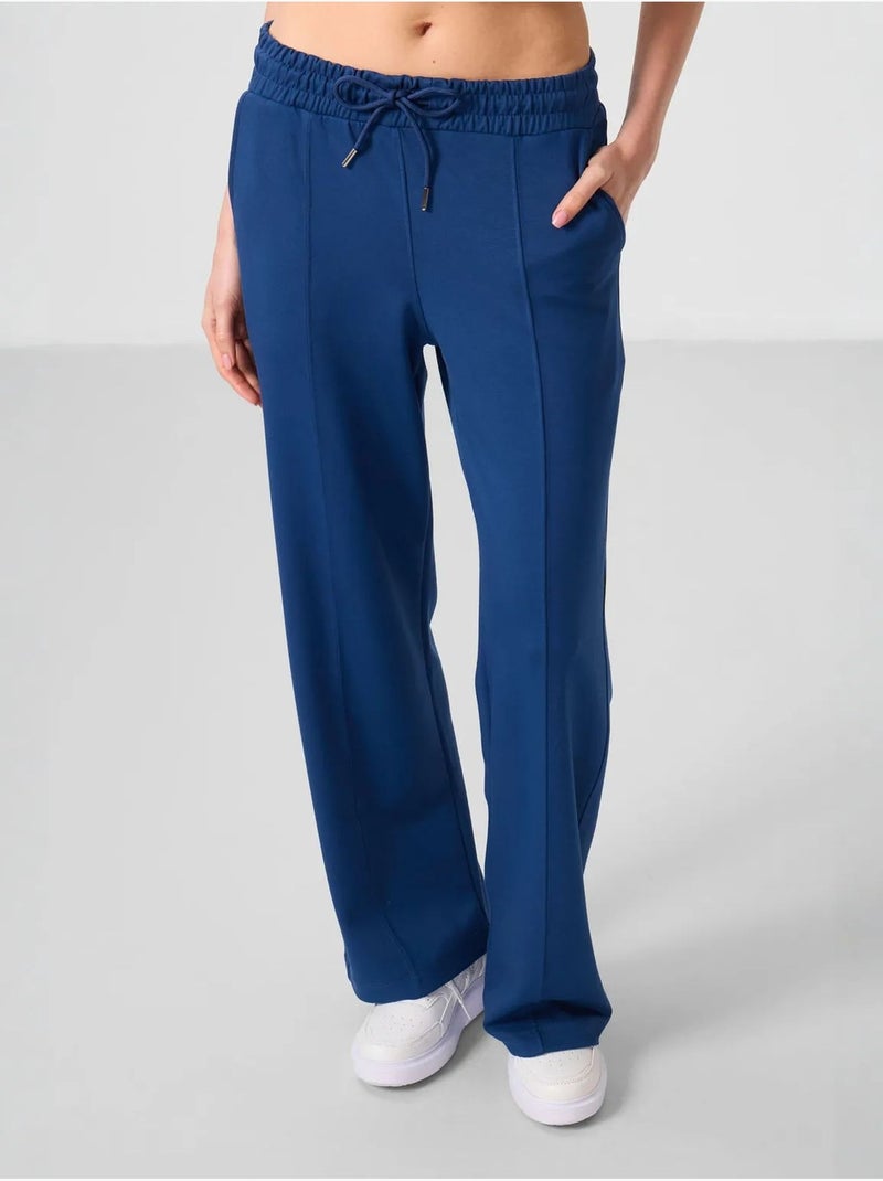 Pantalón palazzo texturizado de pernera ancha con cintura de cordón tommy Azul laguna - Kiabi