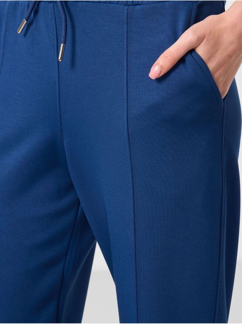 Pantalón palazzo texturizado de pernera ancha con cintura de cordón tommy Azul laguna - Kiabi