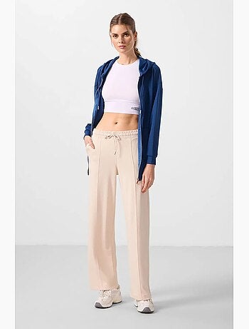 Pantalón palazzo texturizado de pernera ancha con cintura de cordón tommy