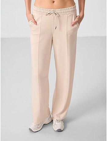 Pantalón palazzo texturizado de pernera ancha con cintura de cordón tommy