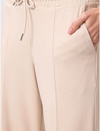 Pantalón palazzo texturizado de pernera ancha con cintura de cordón tommy
