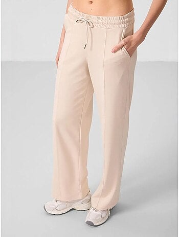Pantalón palazzo texturizado de pernera ancha con cintura de cordón tommy