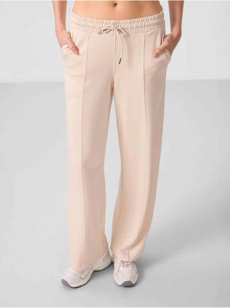Pantalón palazzo texturizado de pernera ancha con cintura de cordón tommy Beige arcilla - Kiabi