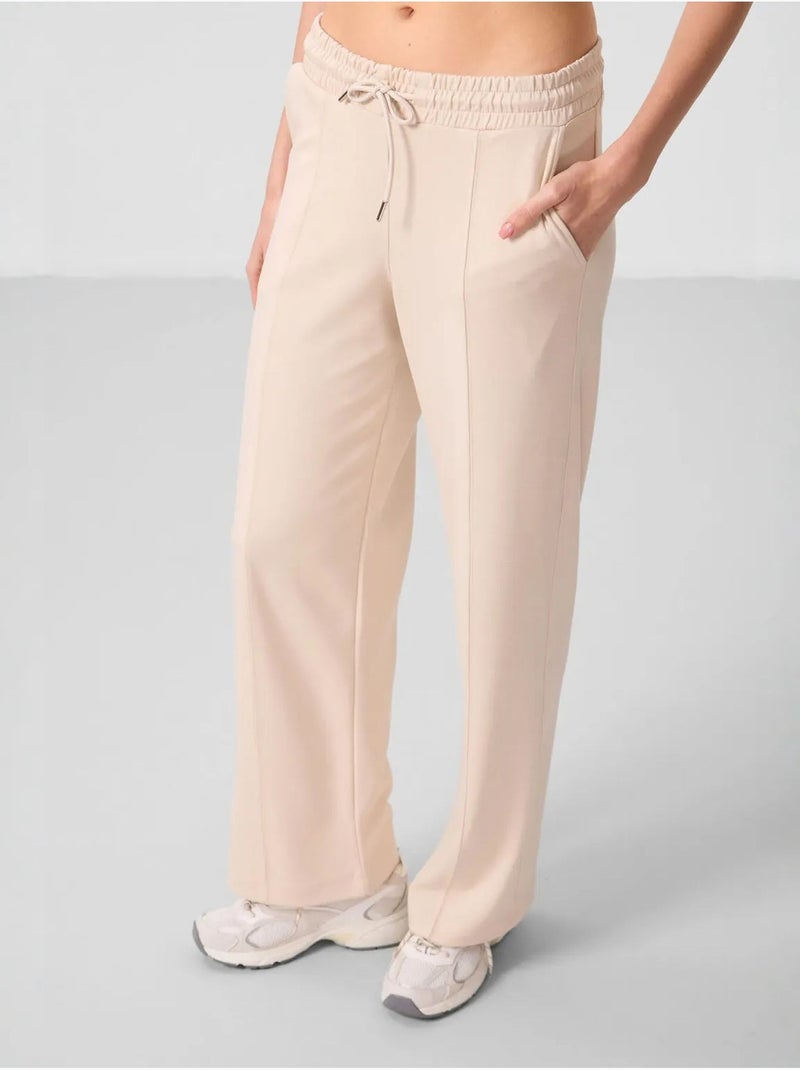 Pantalón palazzo texturizado de pernera ancha con cintura de cordón tommy Beige arcilla - Kiabi