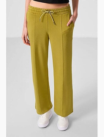 Pantalón palazzo texturizado de pernera ancha con cintura de cordón tommy