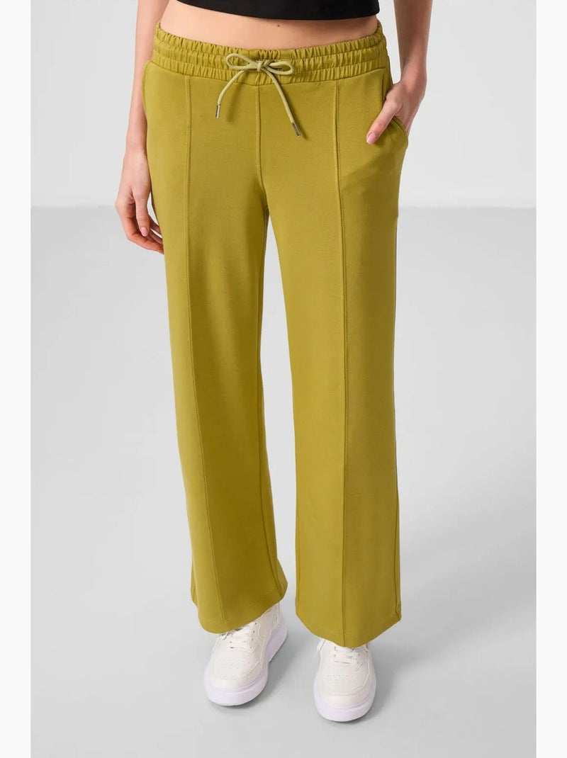Pantalón palazzo texturizado de pernera ancha con cintura de cordón tommy Caqui - Kiabi