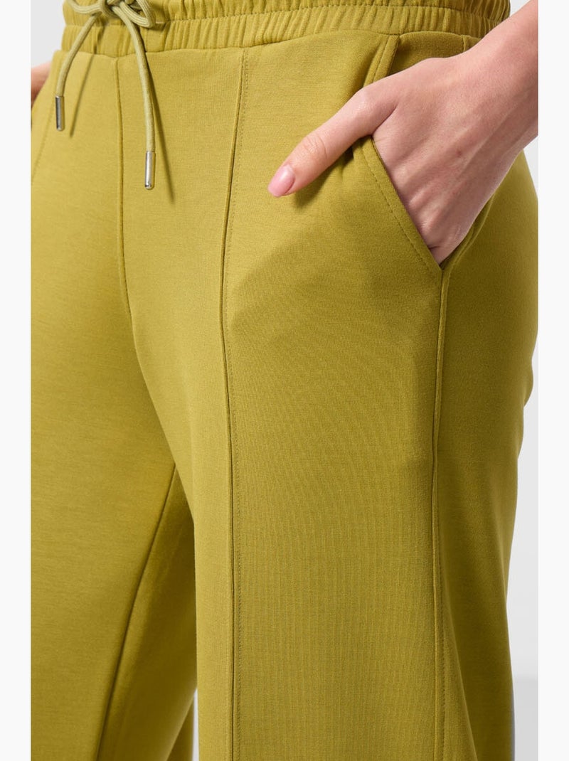Pantalón palazzo texturizado de pernera ancha con cintura de cordón tommy Caqui - Kiabi