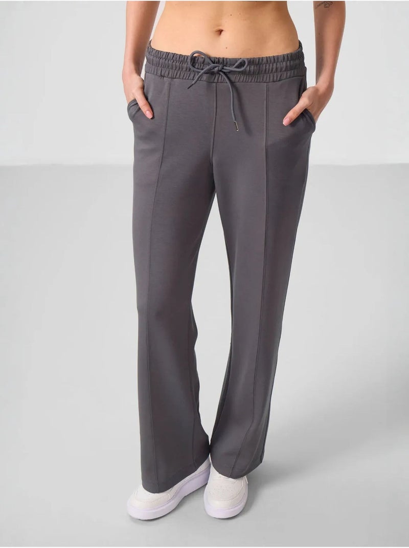 Pantalón palazzo texturizado de pernera ancha con cintura de cordón tommy Gris oscuro - Kiabi