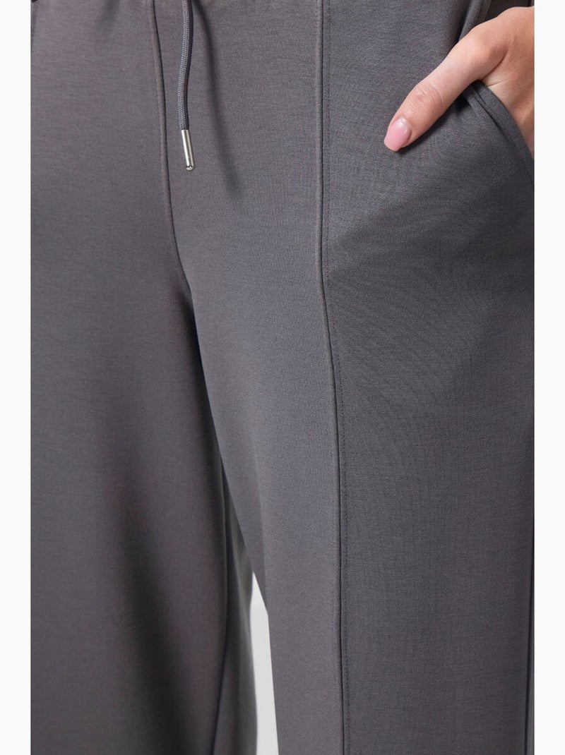 Pantalón palazzo texturizado de pernera ancha con cintura de cordón tommy Gris oscuro - Kiabi
