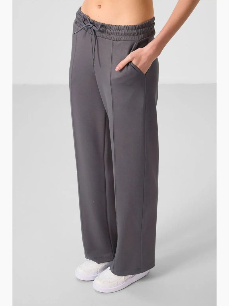 Pantalón palazzo texturizado de pernera ancha con cintura de cordón tommy Gris oscuro - Kiabi