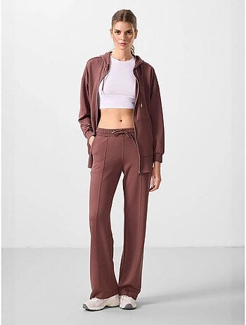 Pantalón palazzo texturizado de pernera ancha con cintura de cordón tommy
