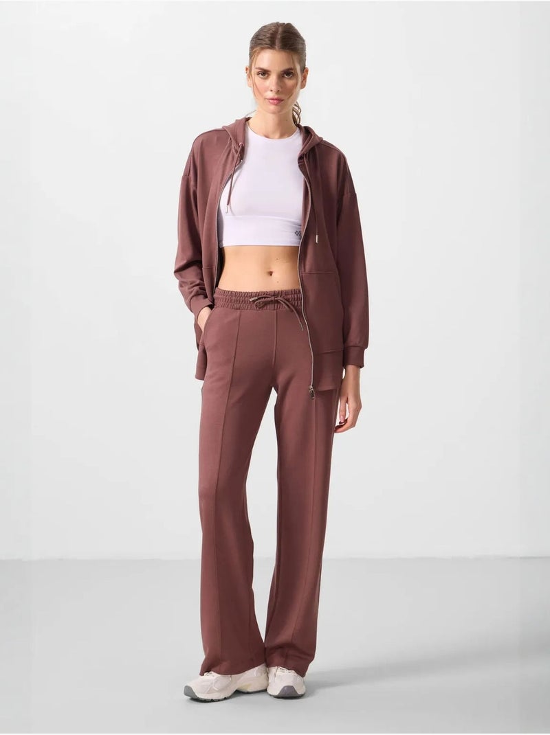 Pantalón palazzo texturizado de pernera ancha con cintura de cordón tommy Marrón - Kiabi