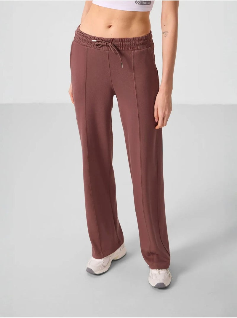 Pantalón palazzo texturizado de pernera ancha con cintura de cordón tommy Marrón - Kiabi