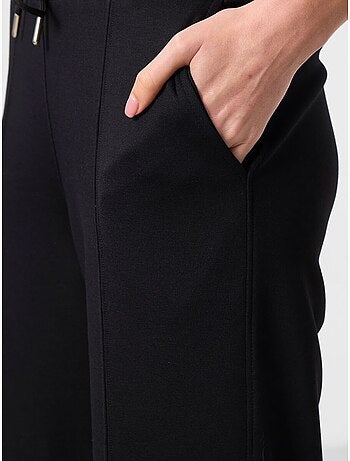 Pantalón palazzo texturizado de pernera ancha con cintura de cordón tommy