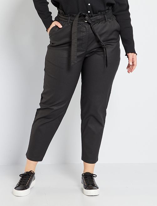 Pantalón paper bag encerado - negro - Kiabi - 22.00€