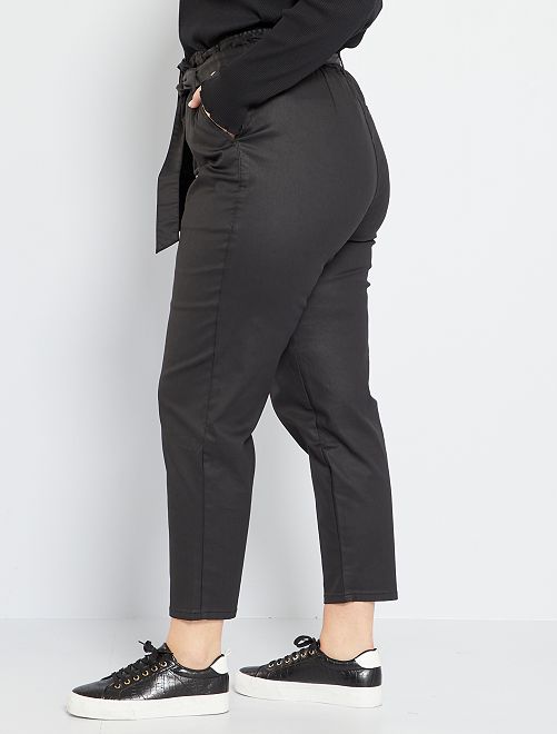 Pantalón paper bag encerado - negro - Kiabi - 22.00€