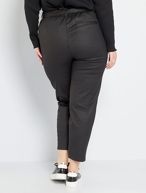 Pantalón paper bag encerado - negro - Kiabi - 22.00€