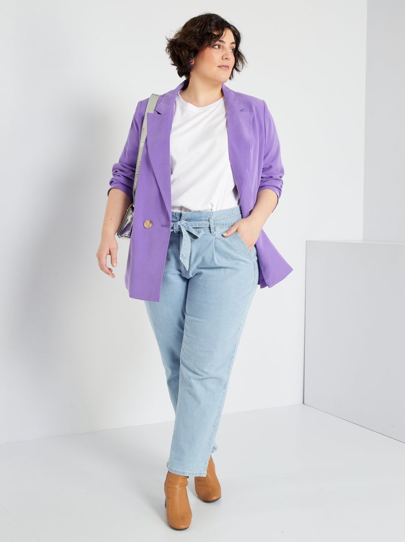 Pantalón paper bag vaquero AZUL - Kiabi