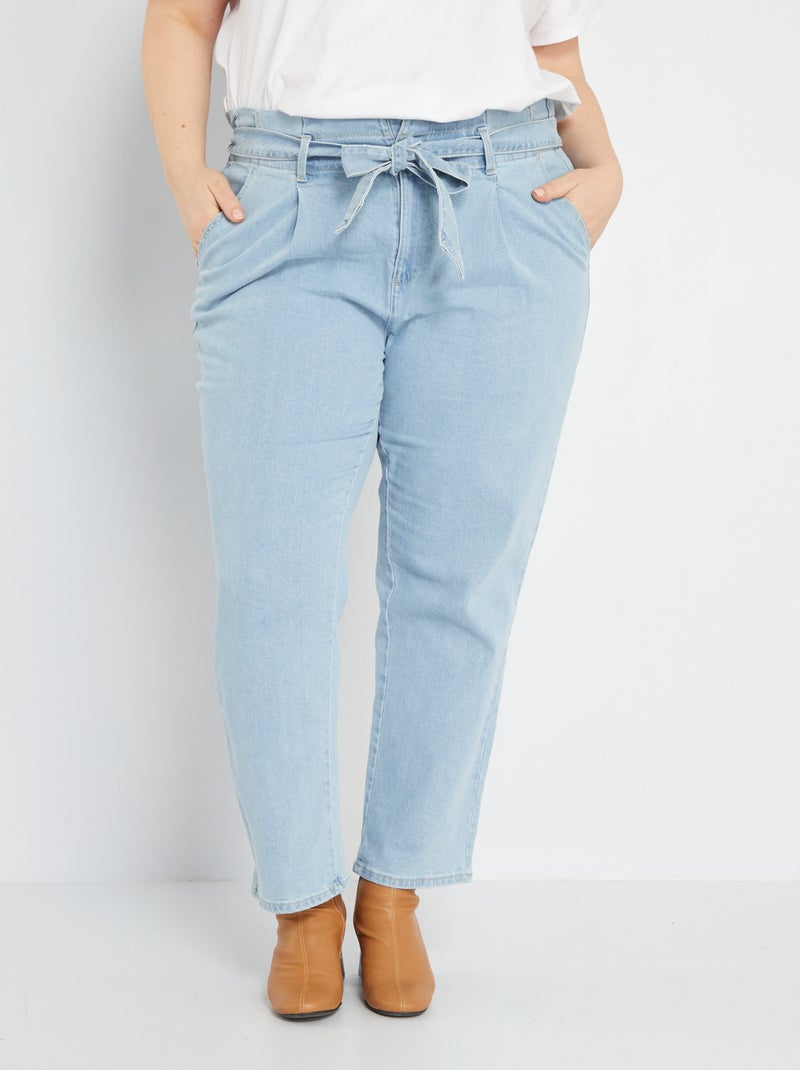Pantalón paper bag vaquero AZUL - Kiabi