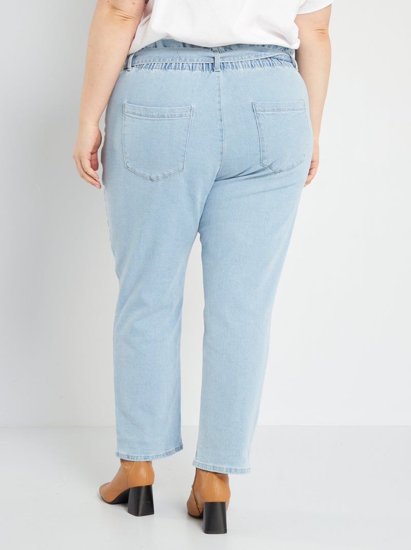 Pantalón paper bag vaquero AZUL - Kiabi
