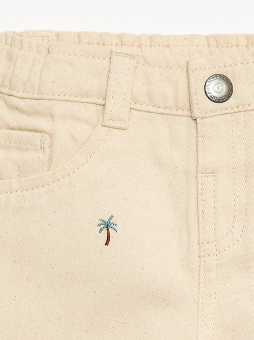 Pantalón paperbag bordado all-over en twill de algodón - Kiabi