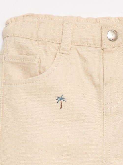 Pantalón paperbag bordado all-over en twill de algodón - Kiabi