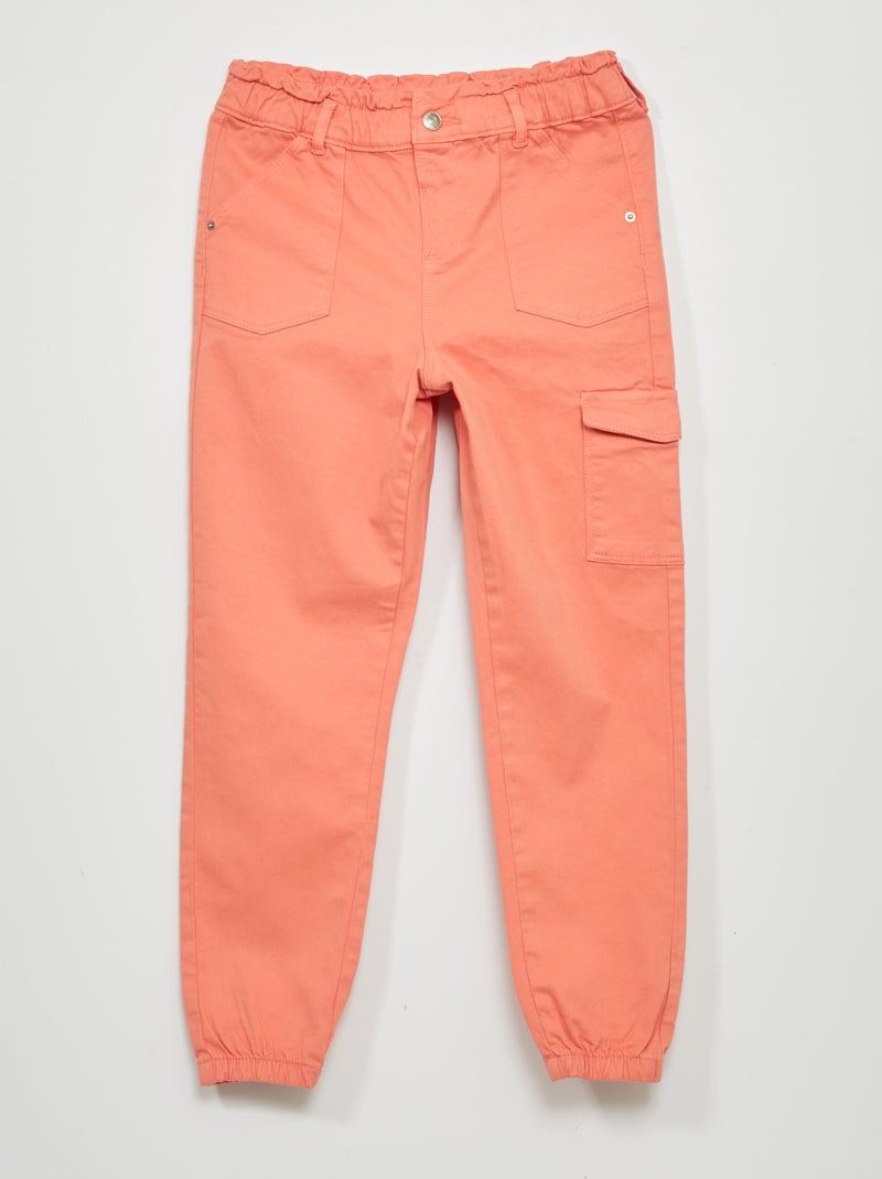 Pantalón paperbag con bolsillos NARANJA - Kiabi