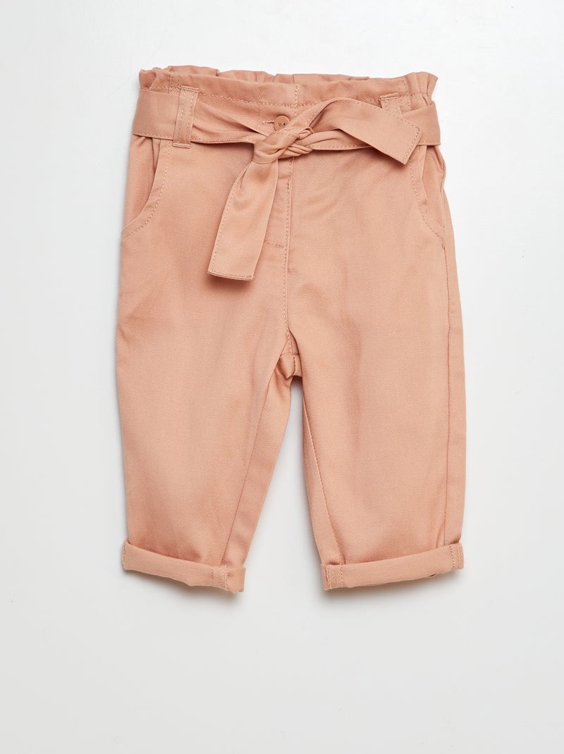 Pantalón paperbag con cintura ajustable ROSA - Kiabi