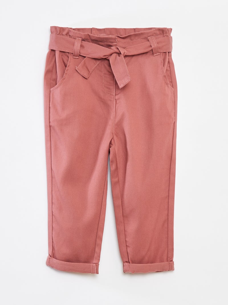 Pantalón paperbag con cintura ajustable ROSA - Kiabi