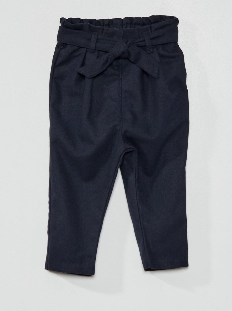 Pantalón paperbag de franela AZUL - Kiabi