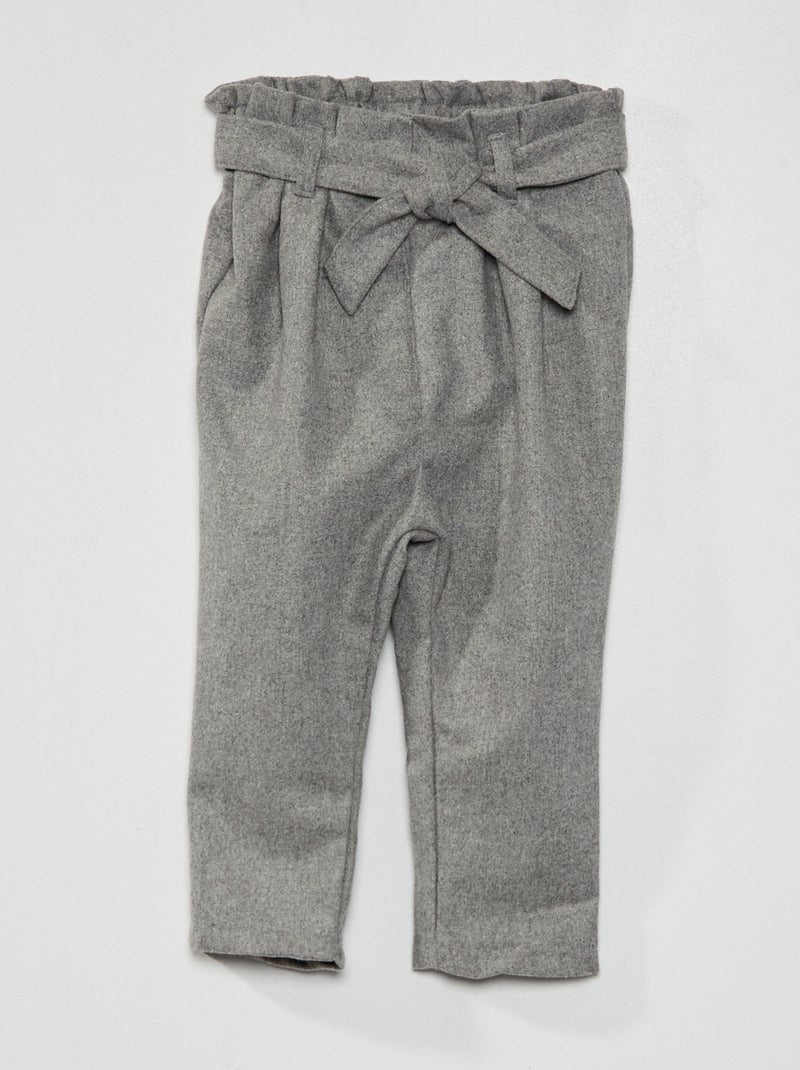 Pantalón paperbag de franela GRIS - Kiabi