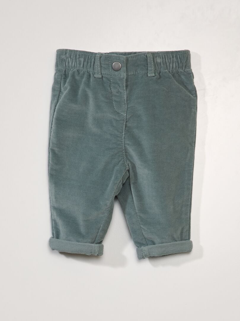 Pantalón paperbag de pana azul - Kiabi