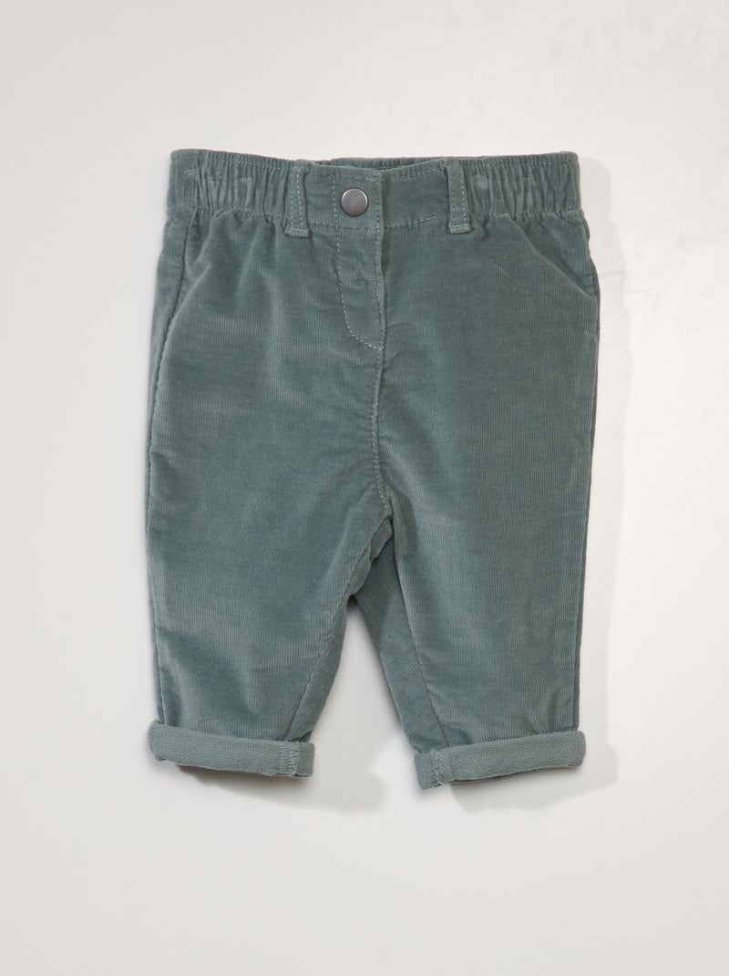 Pantalón paperbag de pana azul - Kiabi
