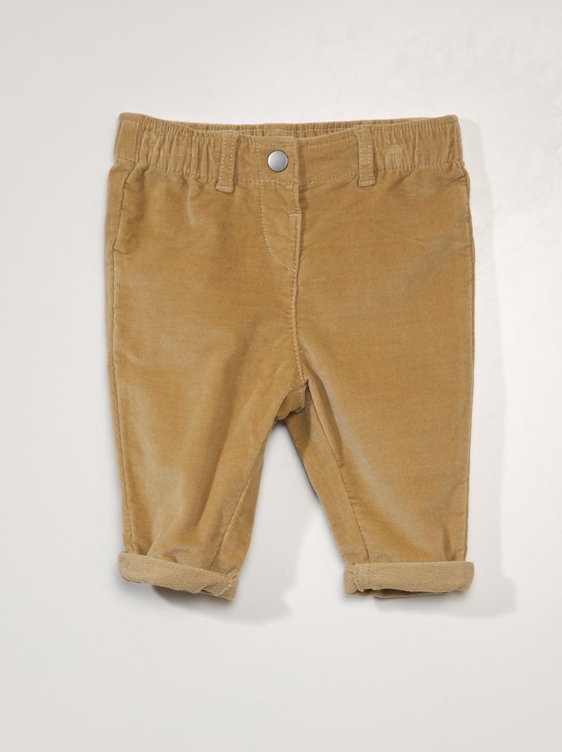 Pantalón paperbag de pana BEIGE - Kiabi