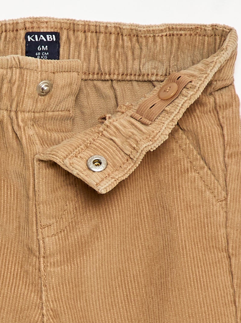 Pantalón paperbag de pana Beige - Kiabi