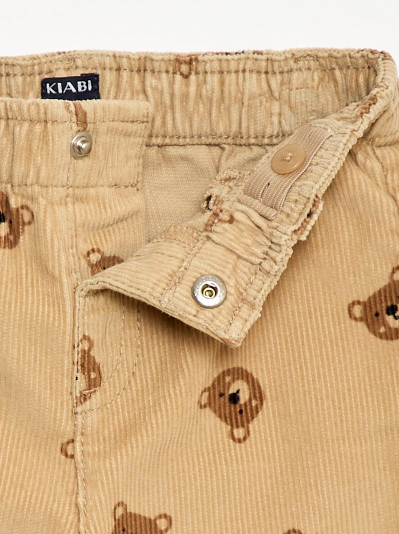 Pantalón paperbag de pana Beige - Kiabi