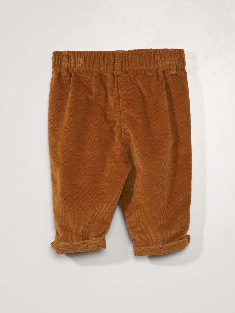 Pantalón paperbag de pana MARRON - Kiabi