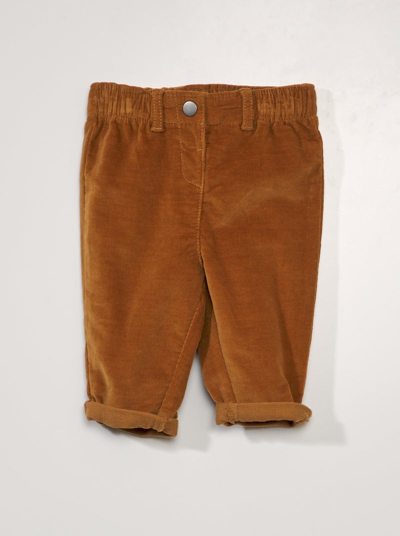 Pantalón paperbag de pana MARRON - Kiabi