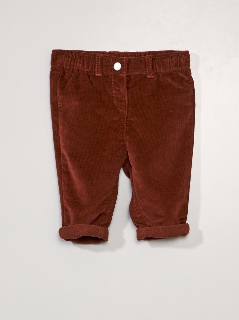 Pantalón paperbag de pana MARRON - Kiabi